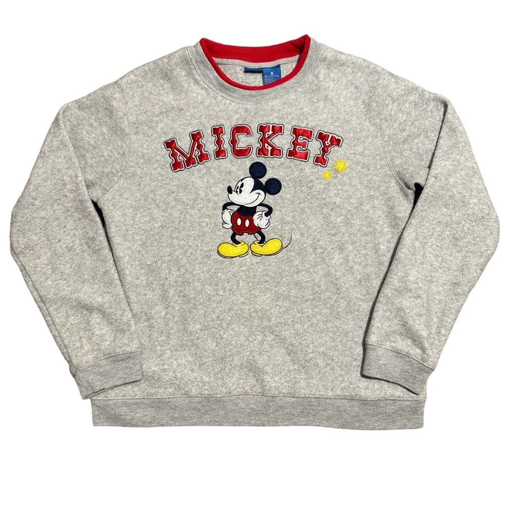 Disney Gray Embroidered Mickey Mouse Sweatshirt, Small